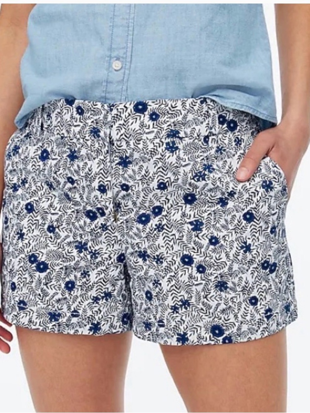 J. Crew Navy and White Floral Cotton Shorts